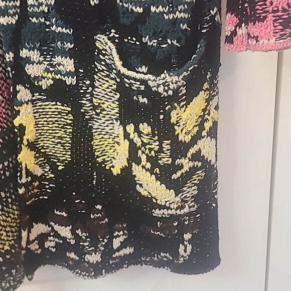 Free People Think Twice Printed Cardigan Black Pink Green Yellow Size M - Picture 6 of 13